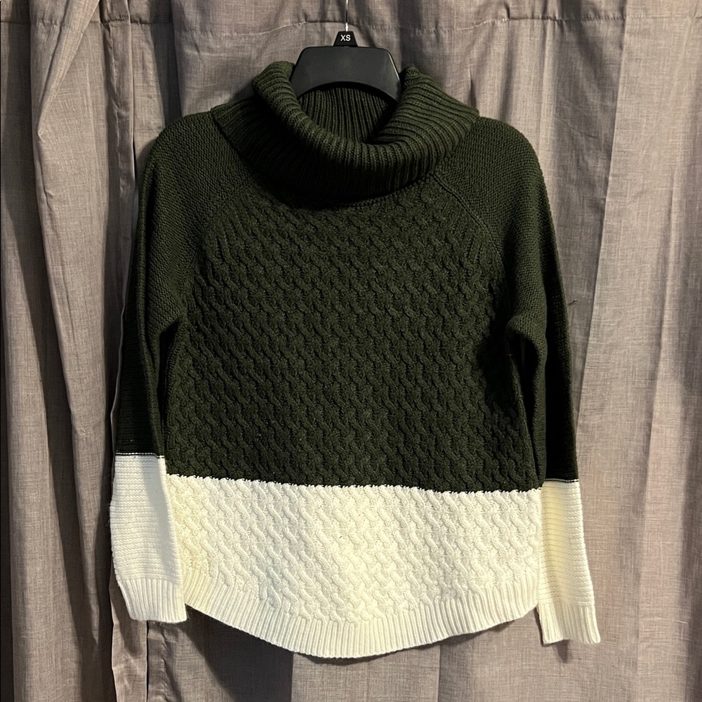 Elegant Two-Tone Turtleneck Sweater
